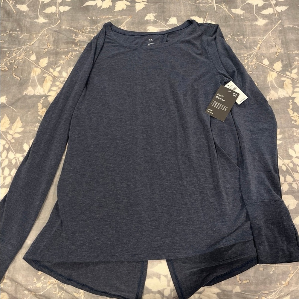 GAP Heathered Blue Long Sleeve Tee